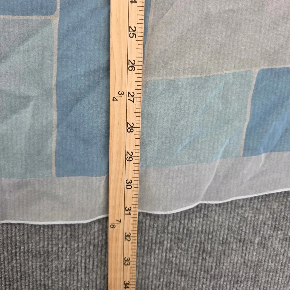 Vintage 100% Silk Sheer Square Scarf Set 2 Orange Wavy Blue Geometric Japan